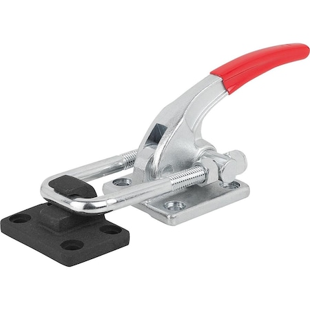 Latch-Action Clamp L1=28,4 Steel, With Fixed Jaw, Comp:Red